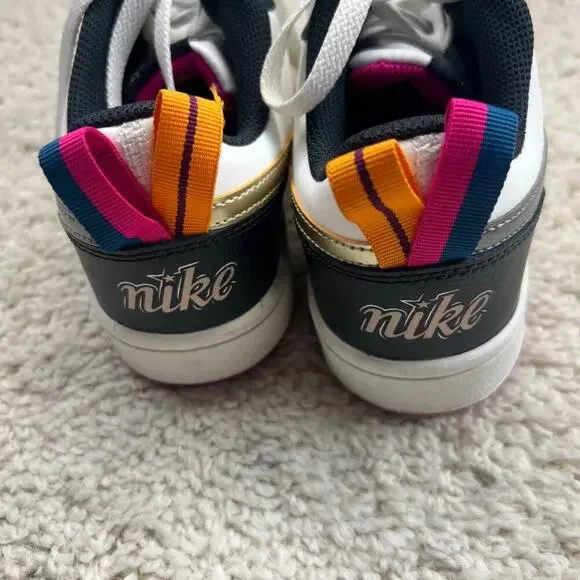 Nike Kids Sneakers Black White with Pink Accents - Picture 5 of 8